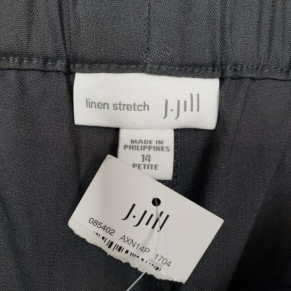 J Jill Linen Stretch Pants Womens 14 Petite Gray High Rise Trouser Pull On - Picture 8 of 10